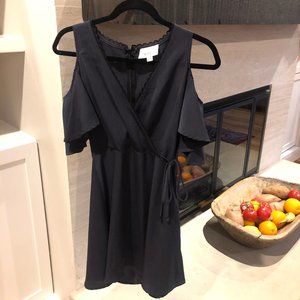 Lost+Wander Navy Blue Cut Out Shoulder Dress